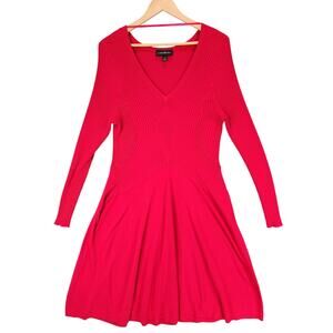 Lane Bryant Sweater Dress‎ 18/20 Women Fit Flare Red Long Sleeve Slimming Modest